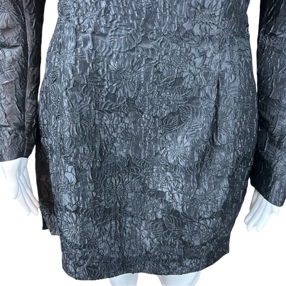 & OTHER STORIES Textured Puff Sleeve Jacquard Dress Sz 4 Goth Witchy Whimsigoth - Picture 10 of 16